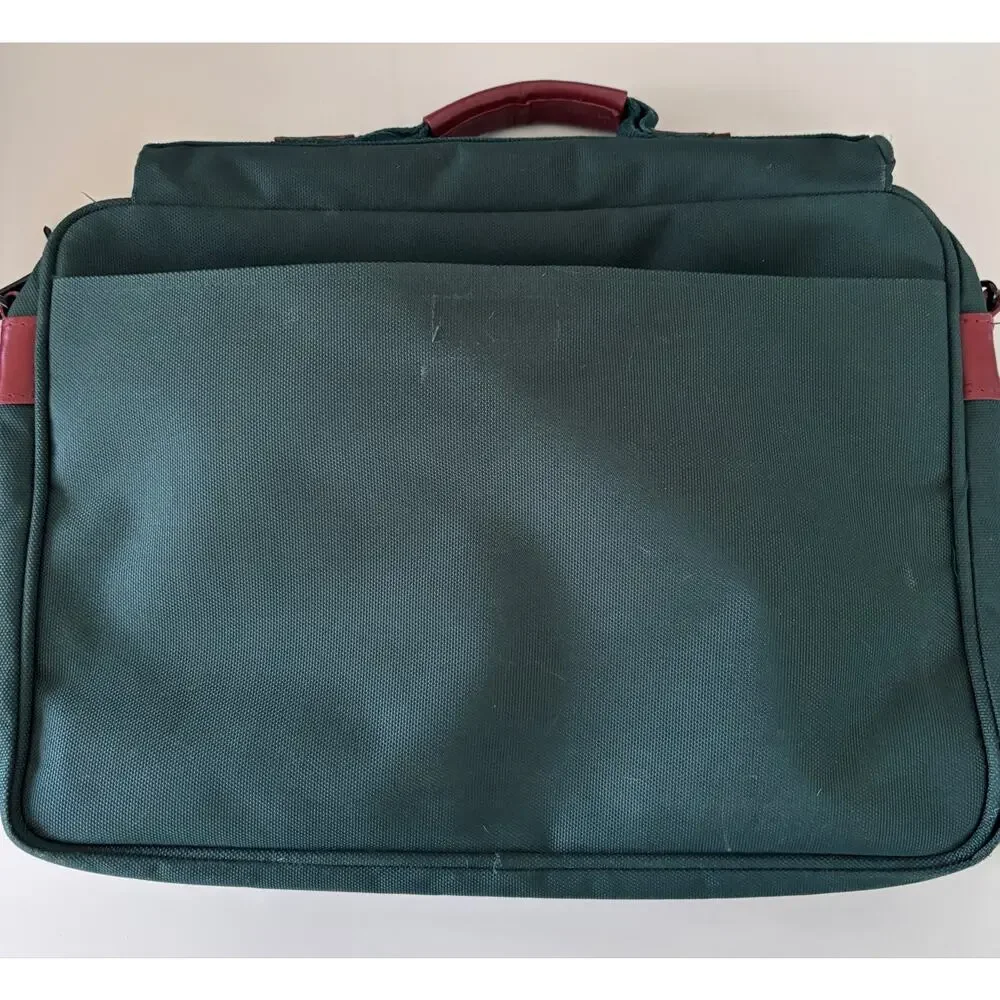 Vintage London Fog Canvas Briefcase Messenger Bag Green Laptop Travel